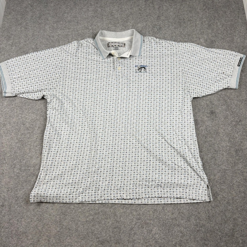 Nicklaus Polo Shirt Mens XXL Grey Paisley Riverhill Golf Old Money 90s Outdoors